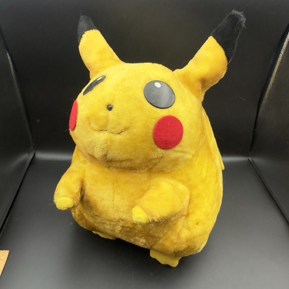 Vtg Jumbo 1999 Pokemon Pikachu Plush Stuffed Toy Nintendo Play By Play 15" Tall